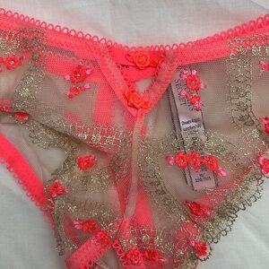 Victoria's Secret Embroidered Pink Lace Cutout Panty